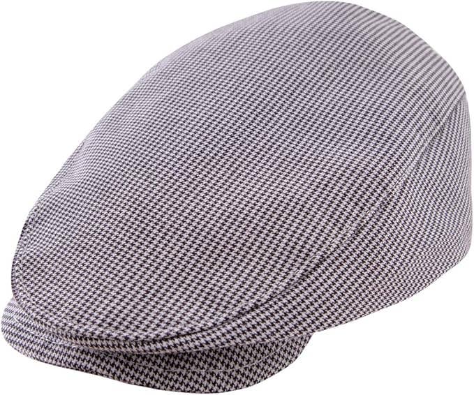 Black Herringbone Cotton Toddler Flat Cap – Two Ways to Wear