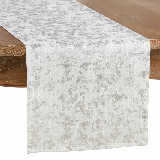 1385 - Metallic Silver Foil Design Table Runner