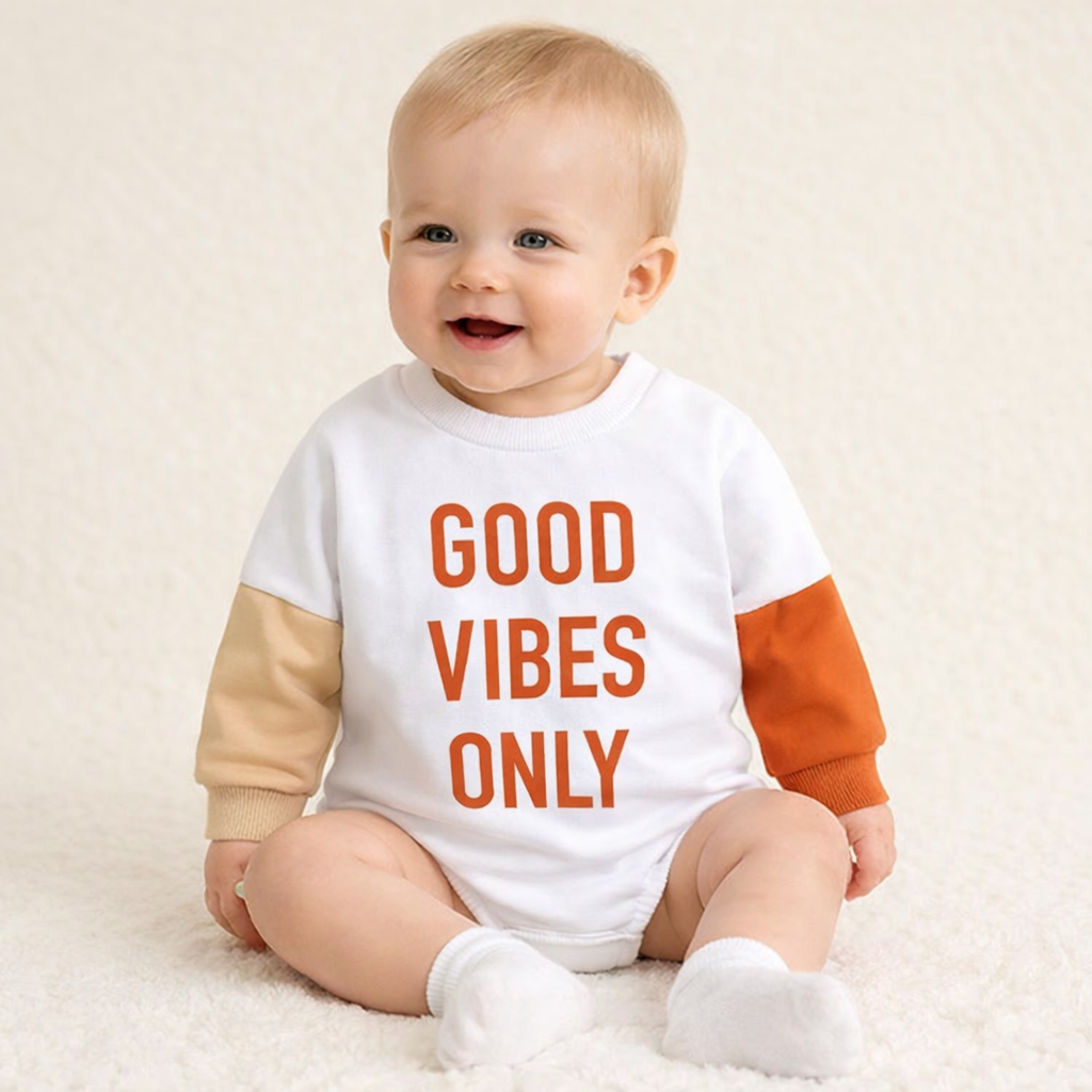 Good Vibes Long-Sleeve Baby Romper