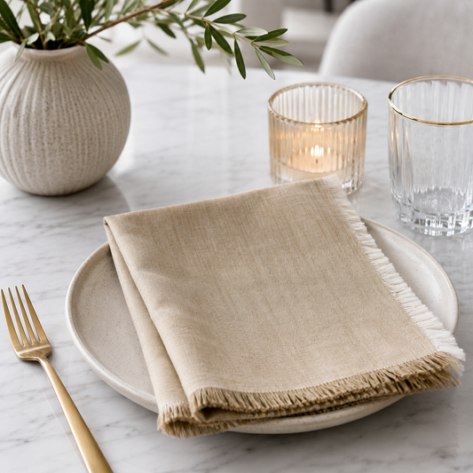 Rustic Natural Fringe Cotton 20" Dinner Napkin