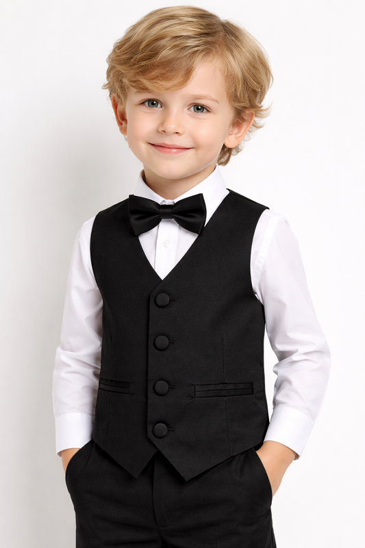 Black Toddler Boy Tuxedo Vest