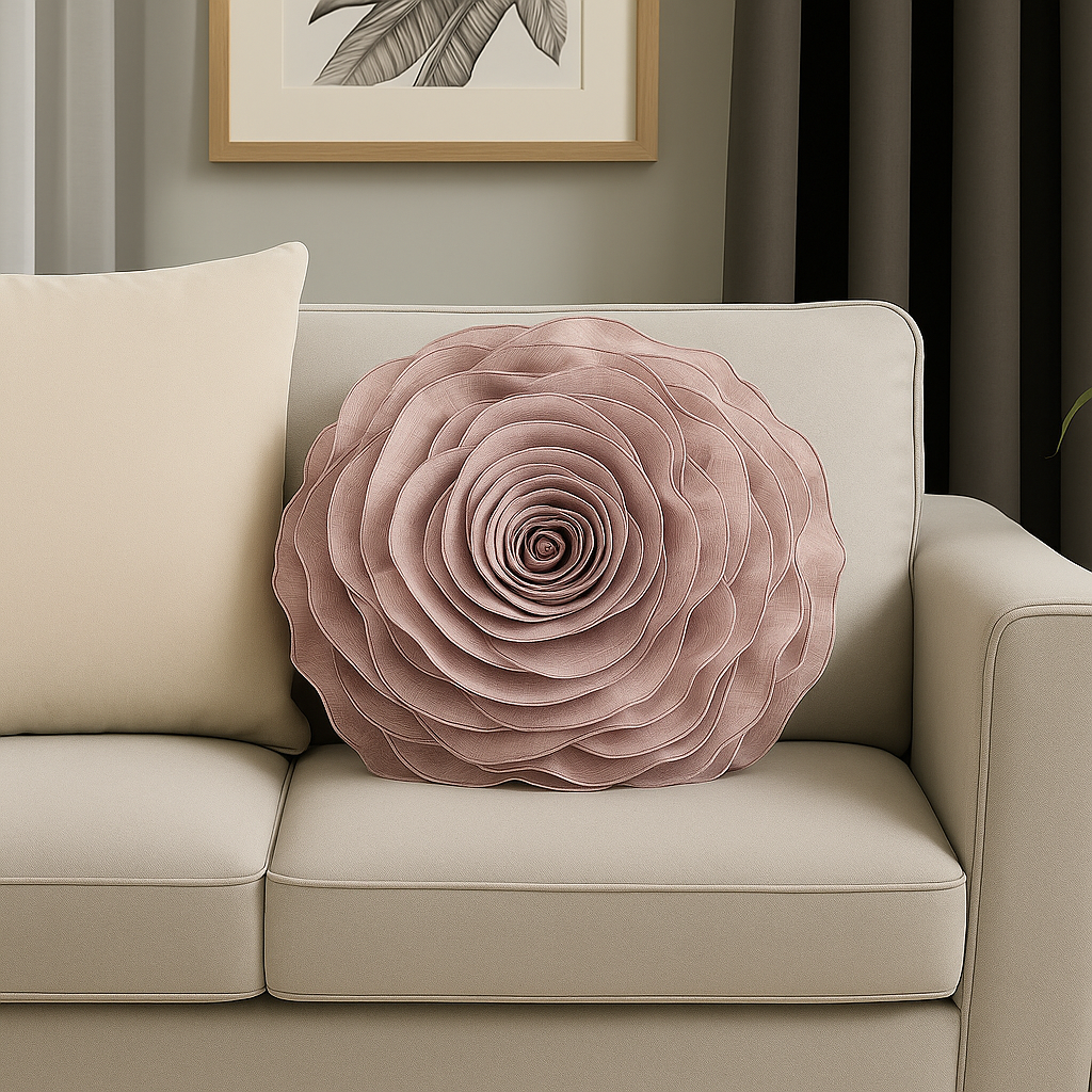 PLW0106 - Mavue 3D Rose 16" Round Decorative throw Pillow