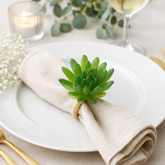 Green Faux Succulent Napkin Ring