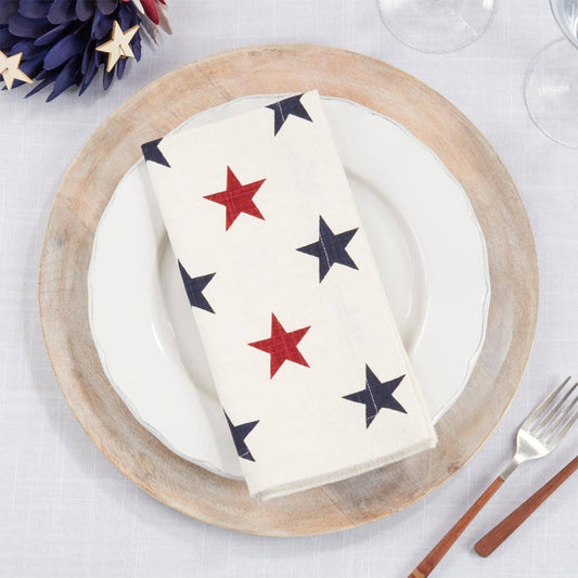 6771 - Red & Blue Stars US Flag Cotton 20" Cloth Napkin