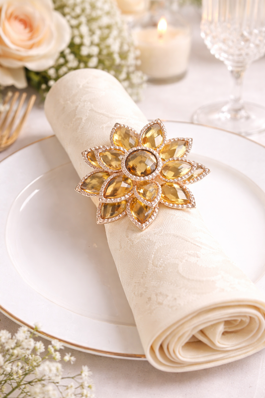Gold Jeweled Flower Napkin Ring