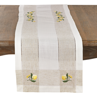 2232 - Embroidered Lemon Hemstitch 15"X70" Table Runner