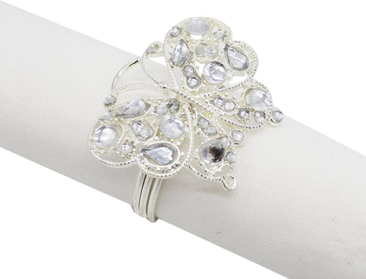 NR0071 - White Beaded Butterfly Silver Napkin Ring