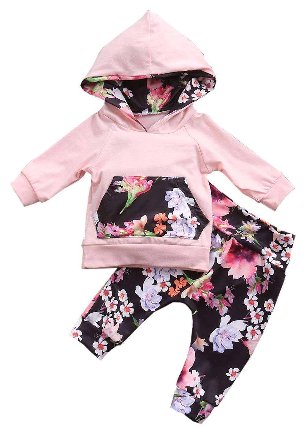 Pink Multi Floral Print 2pcs Baby Outfit