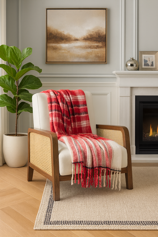TH368 - Red Jazzy Plaid 50x60 Throw Blanket