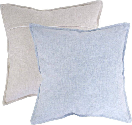 PLW0125 - Light Blue and Natural Solid Reversible 18" Throw Pillow