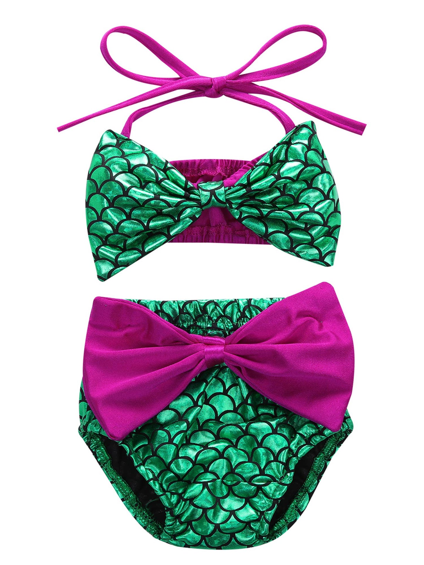 Green Fuchsia Mermaid 2pcs Baby Swimwear Set