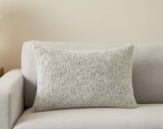 PLW0169 - White/Black 12"X20"  Nubby Weave Minimalist Throw Pillow
