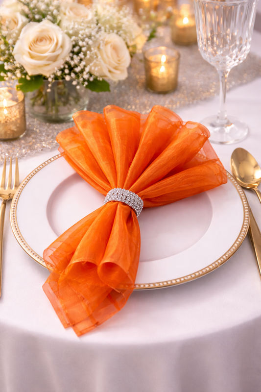 1002 - Orange Sheer Organza Festive 20" Dinner Napkin