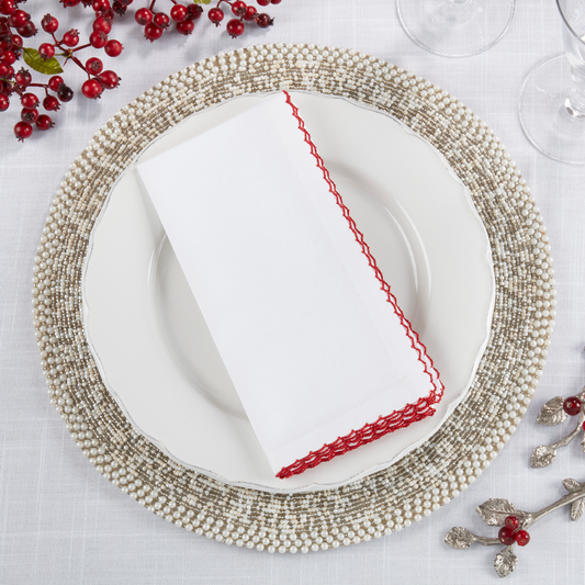 1442 - Red Whip-Stitched Edge Cotton Napkin