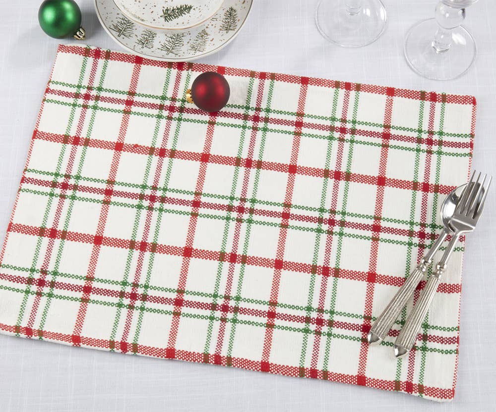 1783 - Red and Green Plaid Cotton 13"x19" Placemat