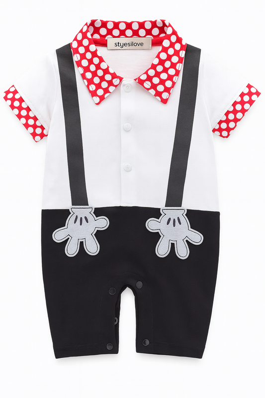 Faux Suspender Cotton Baby Romper