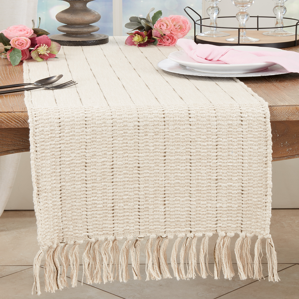 7810 - Natural Stripe Cotton 16"x72" Table Runner
