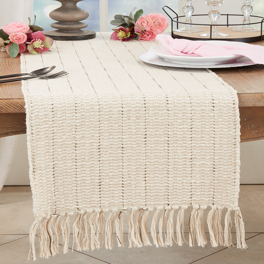 7810 - Natural Stripe Cotton 16"x72" Table Runner