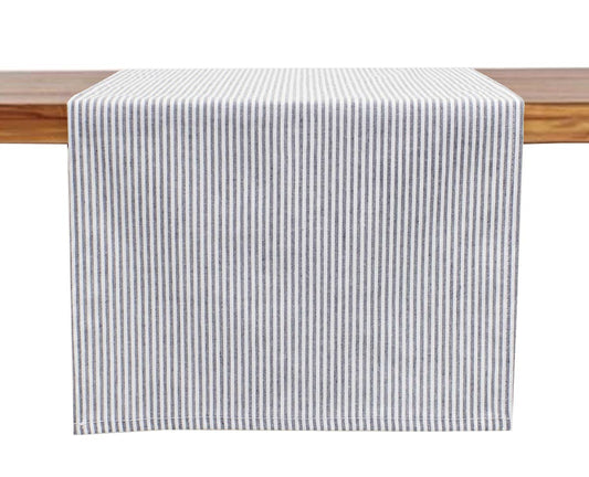 TBL0022 - Grey Ticking Striped Thin Cotton Table Runner