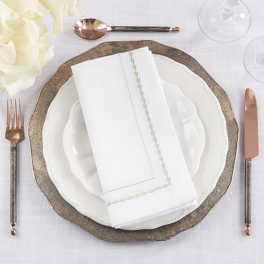 3494 - Gold Embroidered Chainlink 20" Cloth Napkin