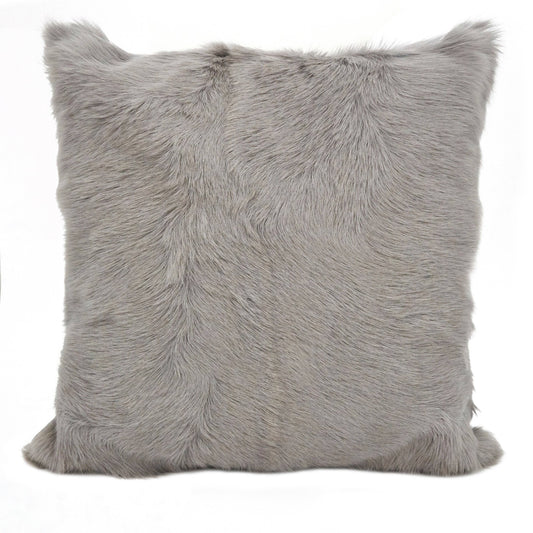C4653 - Grey Genuine Goat Fur 20x20 In Throw Pillow