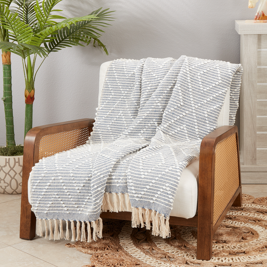 TH015 - Navy Blue Diamond Woven 50x60 Throw Blanket