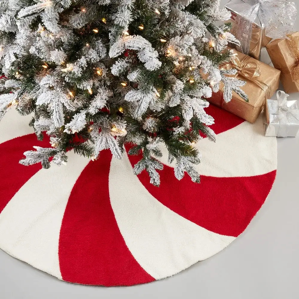 1239 - Red & White Jolly Candy Cane Christmas Tree Skirt