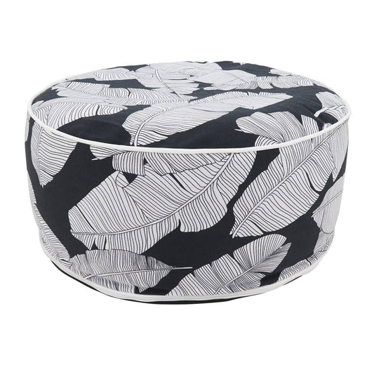 PU1934 - Black-White Sketch Leaf Outdoor Inflatable Ottoman