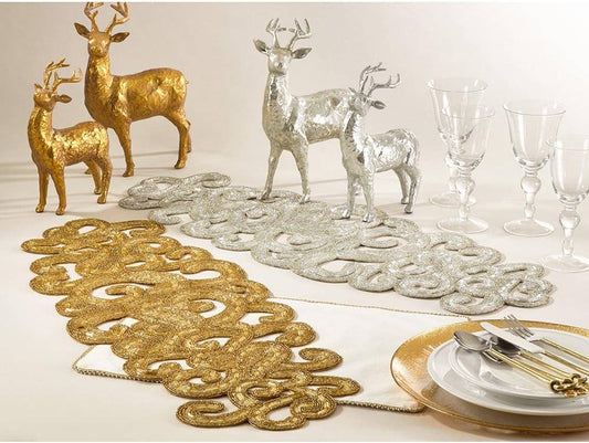 906 - Hand-Beaded Design Table Runner