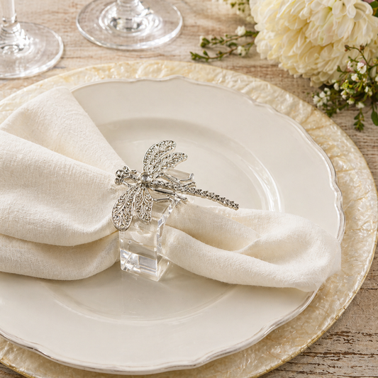 Silver Jeweled Dragonfly Clear Napkin Ring