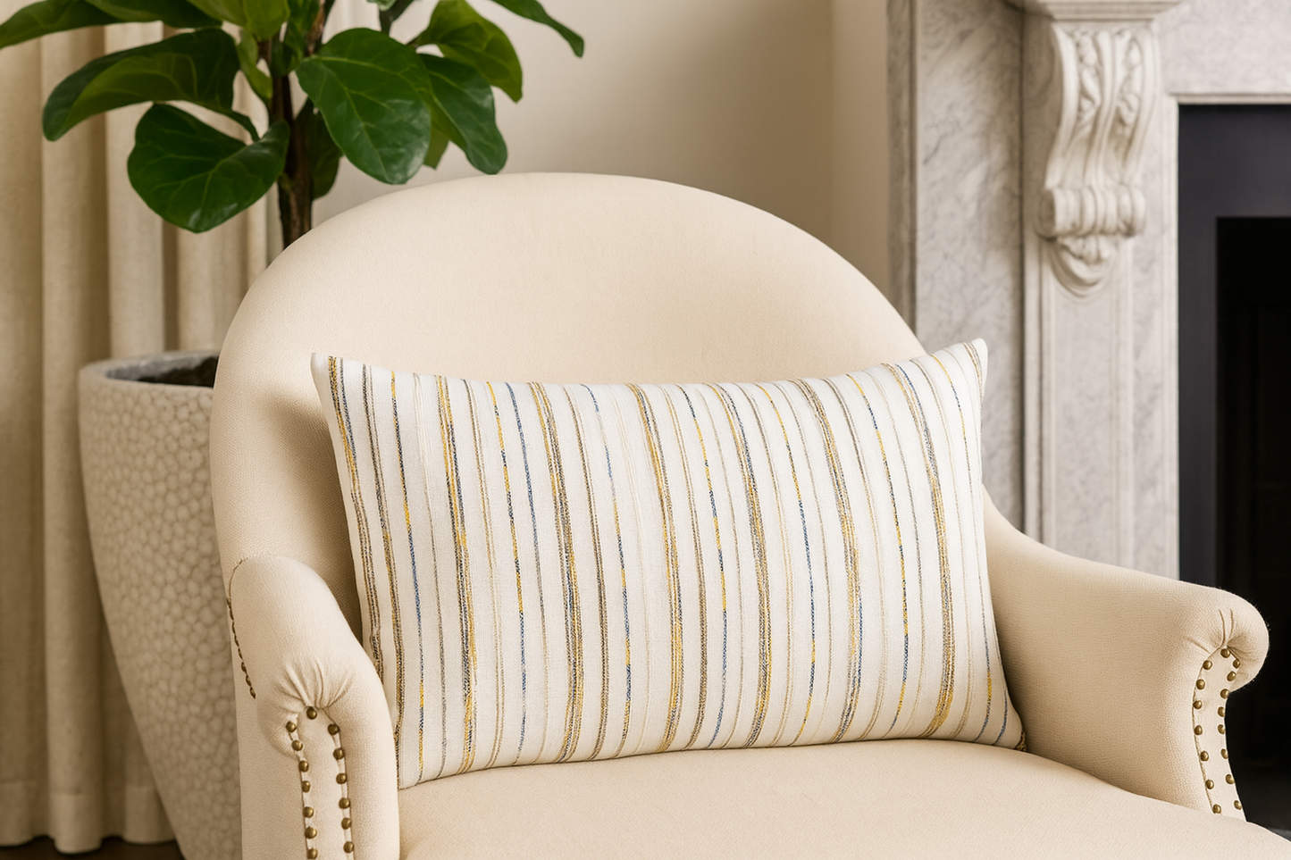 259 - Striped Cotton Blend 16"x24" Throw Pillow