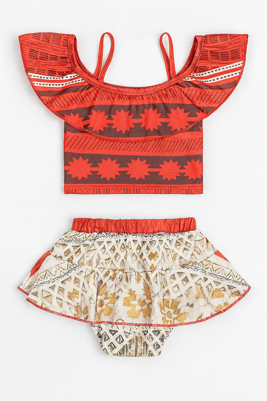 Tribal Flounce Tankini Swimsuit 2pcs Girl Swimwear Set