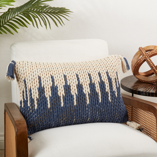 2339 - Zig Zag Knit Recycled Cotton Knit 16"x24" Throw Pillow