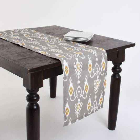 8112 - Gray Bansuir Ikat Cotton 16"x72" Table Runner