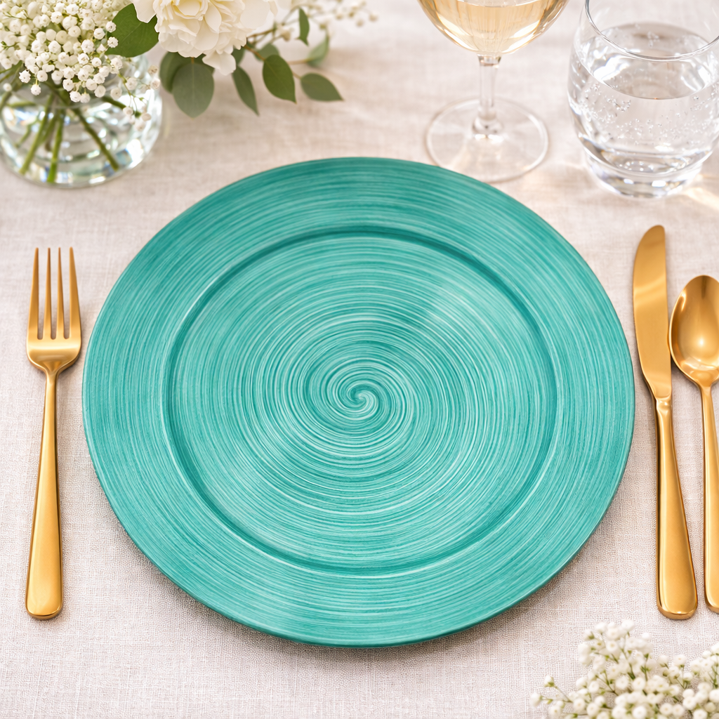 Aqua Ceramic Look 13" Charger Plate