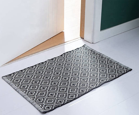Classic Geometric Diamond Cotton Blend Small Area Rug