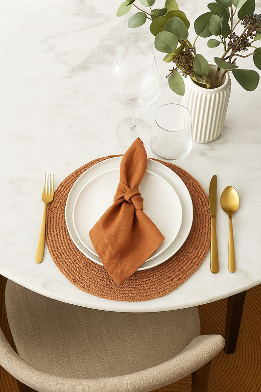 PM0012 - Brown-Orange Woven Round 14" Round Placemat