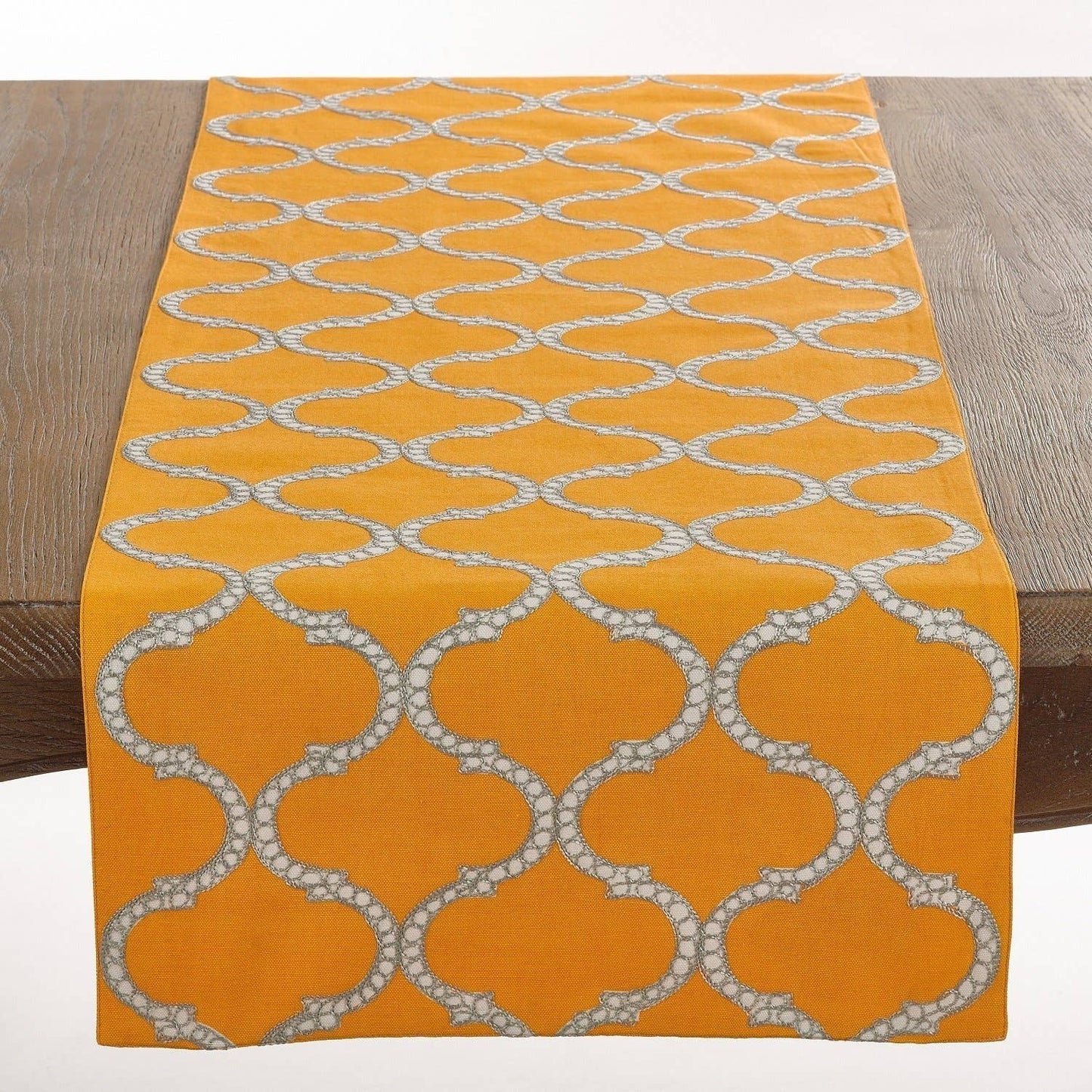 0023 - Marigold Stitched Lattice Design Cotton 16"x72" Table Runner