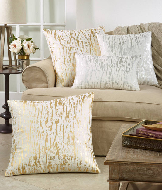 1612 - Distressed Foil Print Cotton Decorative Throw Pillow