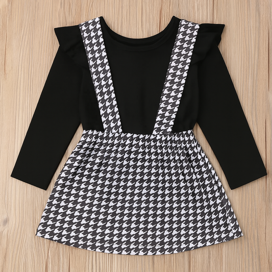 Black Houndstooth 2-Piece Baby Girl Outfit