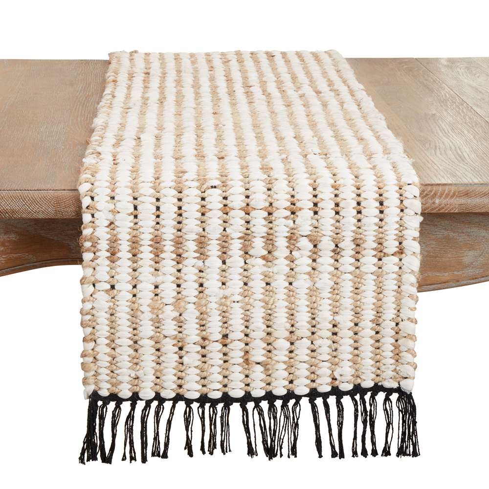 872 - Natural Chunky Chindi 16"x72" Table Runner