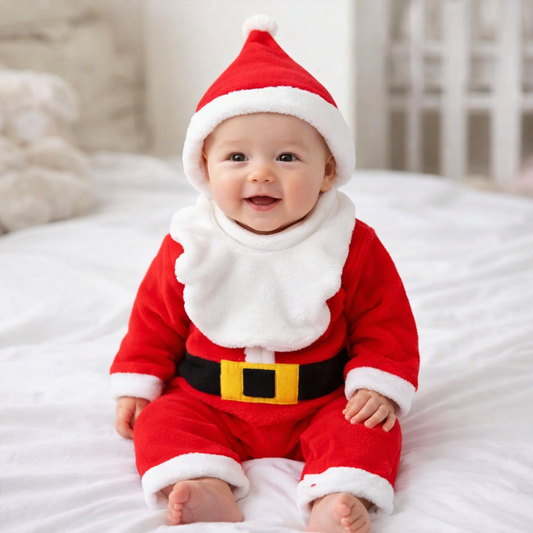 Santa Romper, Bib &  Hat 3-Piece Baby Costume