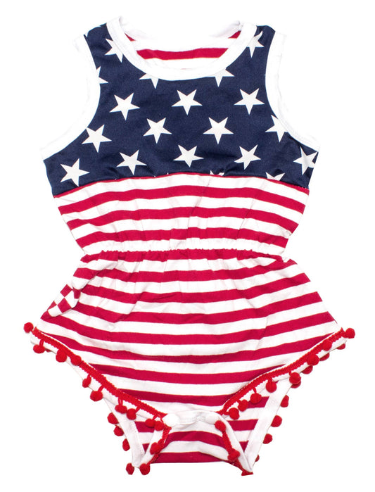 American Flag Baby Romper