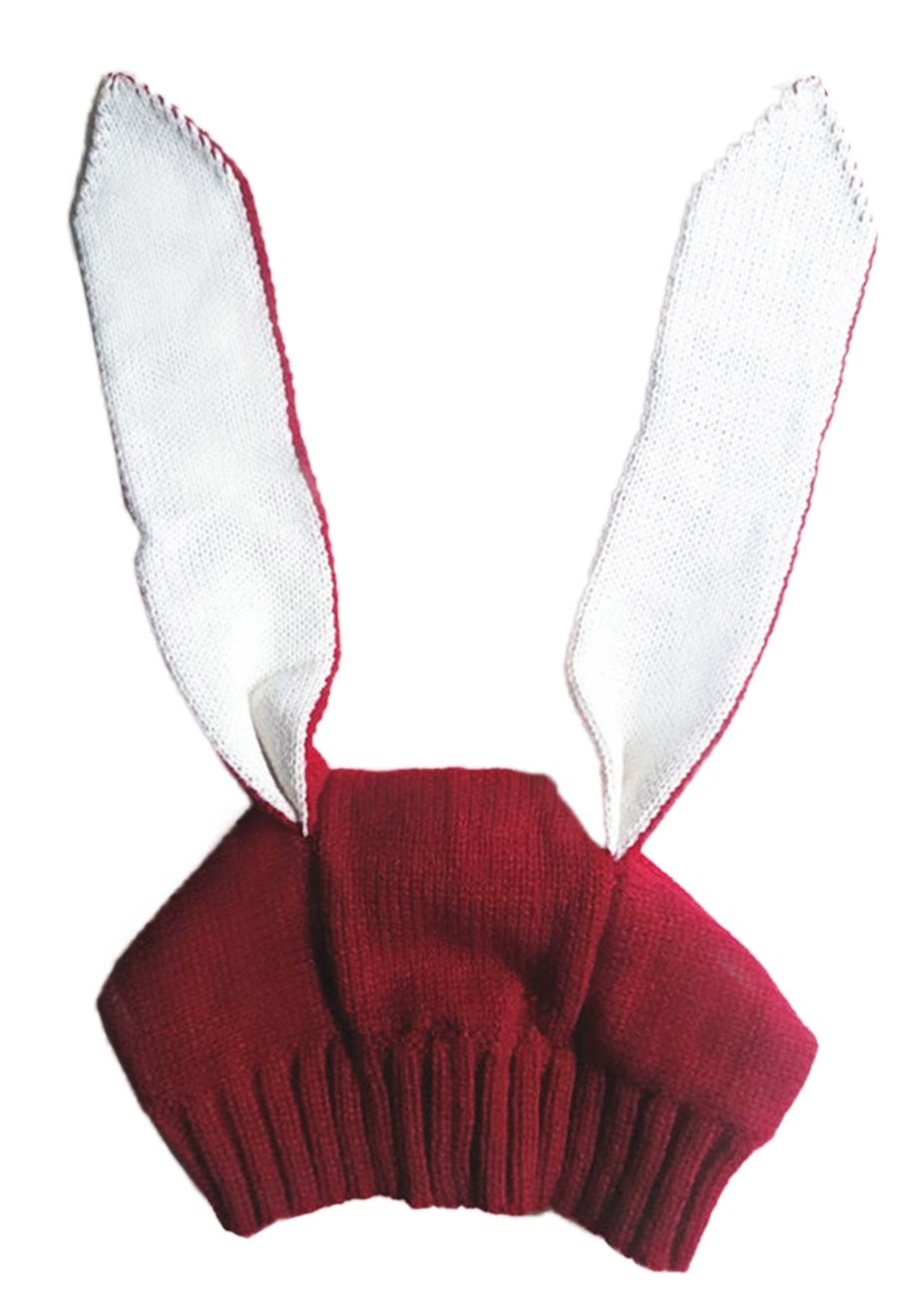 Red-White Knit Bunny Baby Beanie