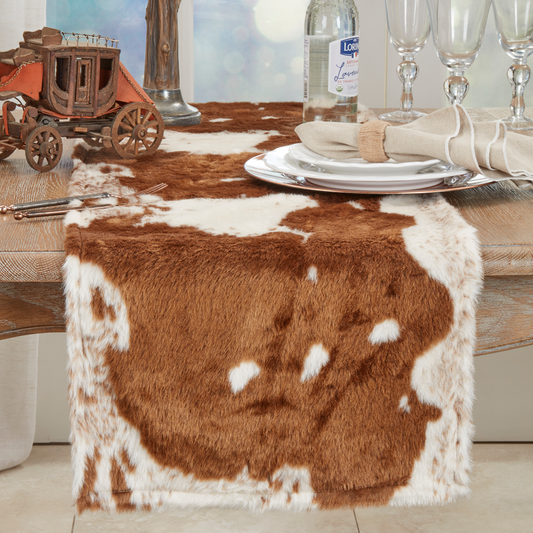 471 - Faux Fur Cow Hide Table Runner