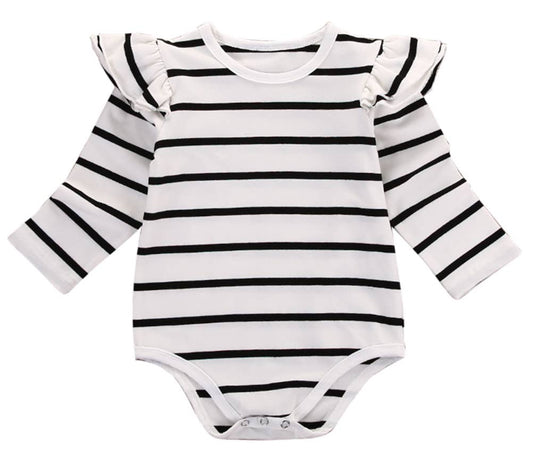 Black Stripes White Baby Bodysuit