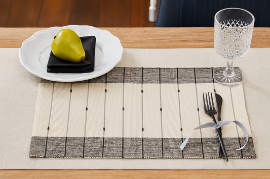 5301 - Black Ivory Stripe Cotton 14"x20" Placemat