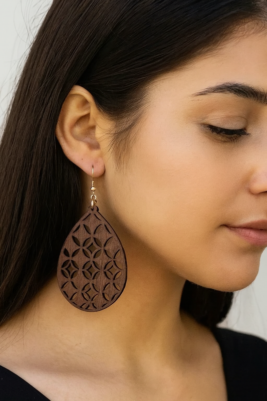 Bohemian Wooden Drop Cut-out Dangle Earrings - 4 Colors