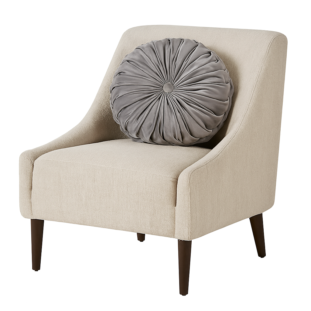6005 - Grey Velvet Pintucked Filled 14" Round Pillow