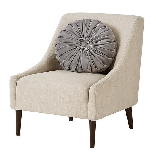 6005 - Grey Velvet Pintucked Filled 14" Round Pillow